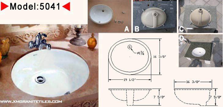 5041-19 1/2"X16 3/8"X7 5/8"Oval Undermount lavatories Ceramic Sinks Copper Strainless Granite Marble Sinks Under counter basin Bathroom Kitchen sinks Supplier