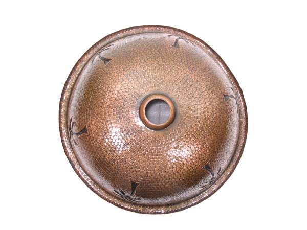 Mexican Style Hand Hammered and handcraft Round Plams Bathroom Copper Sink