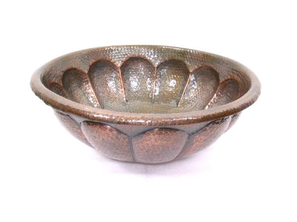 Mexican Style Hand Hammered And Handcraft Round Shell Bathroom Copper Sink