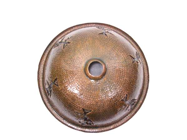 Mexican Style Hand Hammered And Handcraft Round Evergreen Bathroom Copper Sink