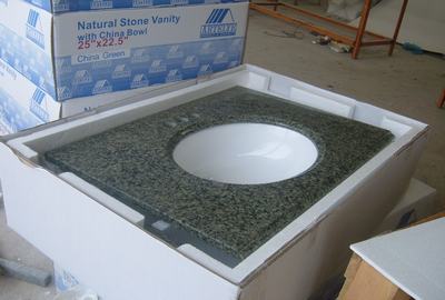 vanity top with ceramic sink attached